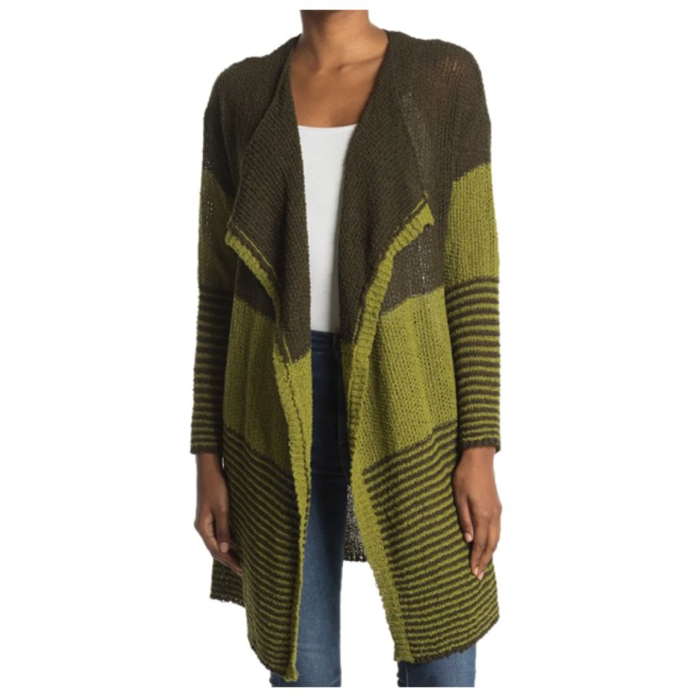 Stitch Drop Striped Knit Cardigan Small